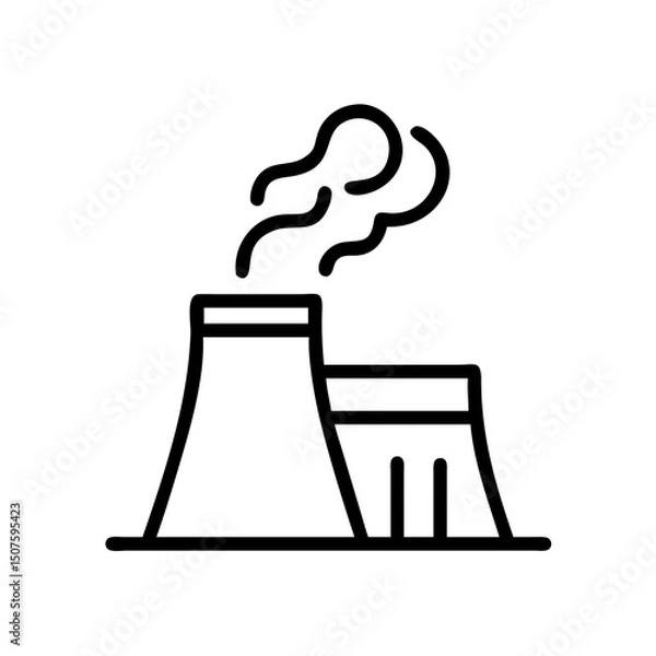 Fototapeta Industrial coal power plant with emissions in a minimalist design  