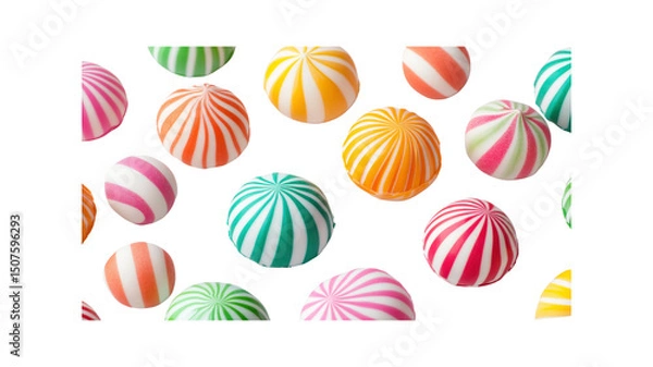 Fototapeta Colorful Swirl Hard Candies on Transparent Background - Sweet Treats, Candy Shop, Confectionery