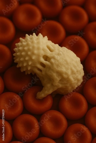 Fototapeta white cell with red cell background