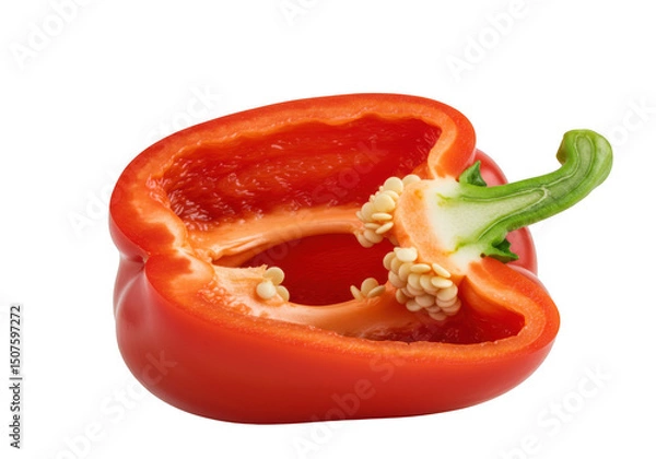 Fototapeta Red bell pepper half isolated on transparent background