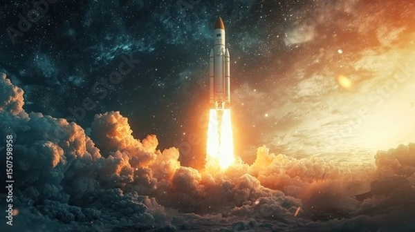 Obraz Futuristic Rocket Blasting Off