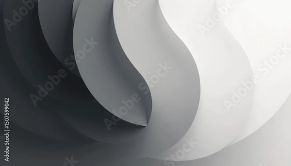 Obraz Subtle grayscale gradation in overlapping circles, abstract, modern