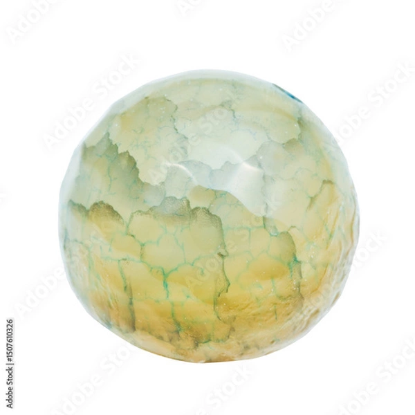 Fototapeta bead from prehnite mineral isolated on white