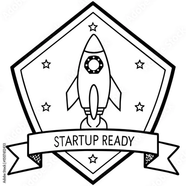 Fototapeta Startup Ready AI-Generated Rocket Launch Badge - Business Success Concept