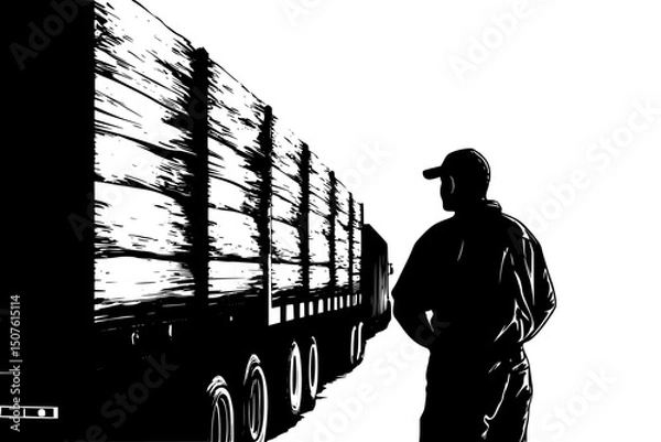 Obraz Farmer watching imported grain arrive, vector illustration