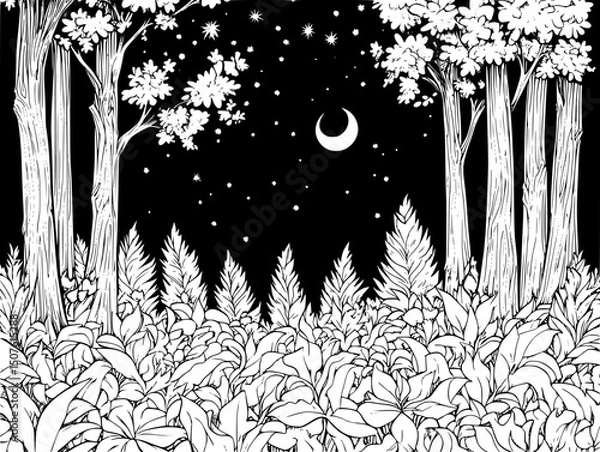 Obraz Forest engulfed in flames, vector illustration