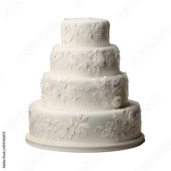 Obraz Wedding Cake Isolated on a White Background