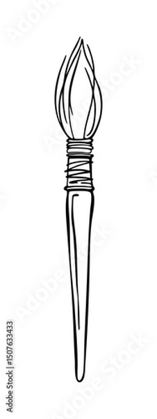 Fototapeta Round Brush. Hand drawn black and white vector illustration in ink sketch style. For worksheets, art lessons, printables, branding, planners, and digital design. Scalable and editable.