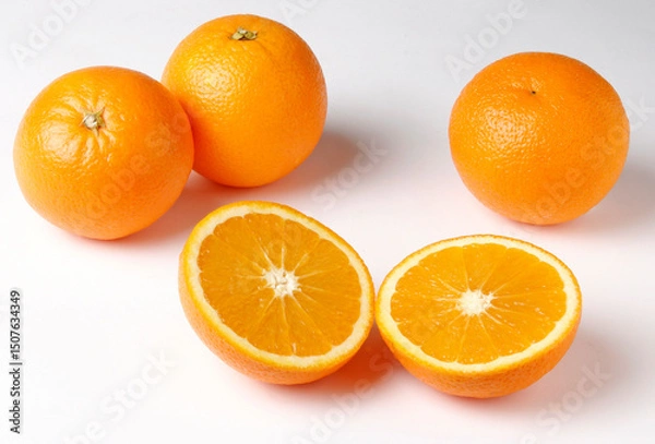 Obraz composition of several oranges on a white background