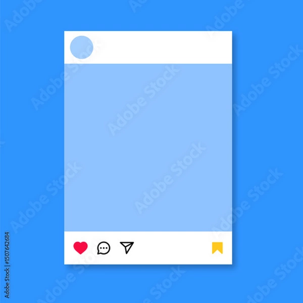 Fototapeta social media post mockup vector like, love, heart, icon symbol. social network carousel post template photos frame, feed web post mock up. mobile app interface template