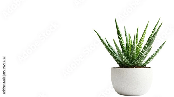 Fototapeta A set of aloe vera plant in a sleek, minimalist pot, isolated on a clean white background for a fresh, modern aesthetic isolated on a transparent background