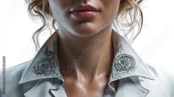 Obraz Closeup of Womans Neck and Collar with Intricate Design