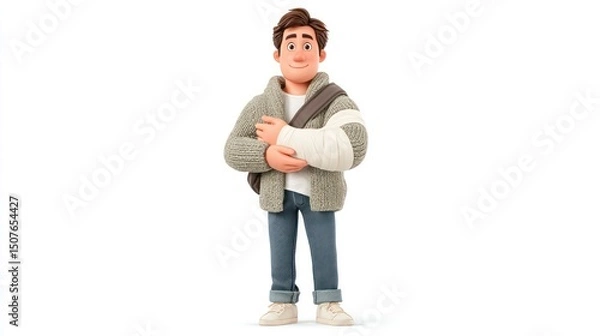 Obraz Casual 3D Character in Comfortable Outfit with Backpack Ideal for Education Travel and Lifes