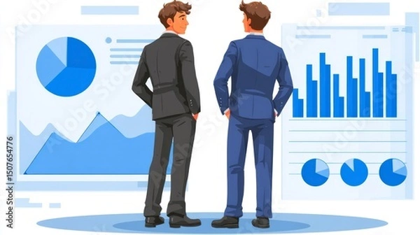 Obraz Businessmen Analyzing Data Charts and Graphs for Strategic Planning
