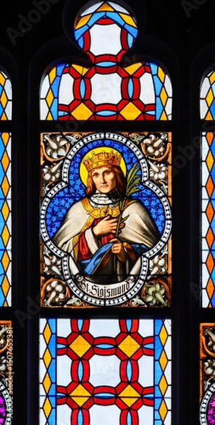 Obraz Saint Sigismund of Burgundy (died 524 AD). The Cathedral of St Elizabeth (Dóm svätej Alžbety) in Košice, Slovakia.