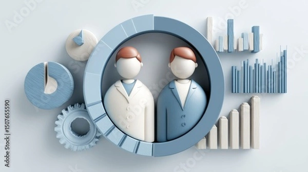 Obraz Business Collaboration and Data Analysis Visualization