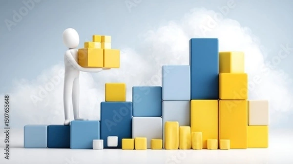Obraz Building a Successful Business 3D Render of Growth and Progress