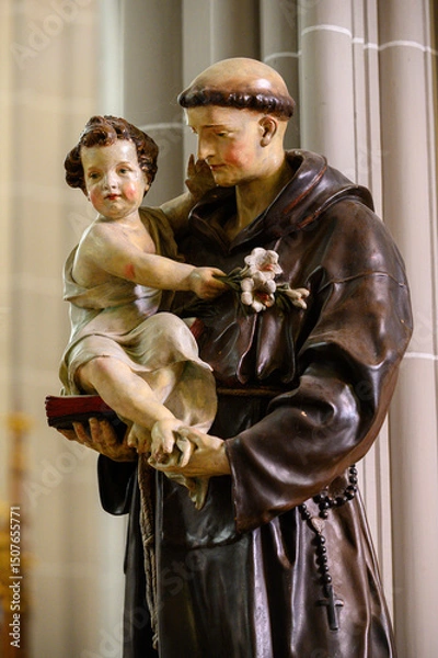 Obraz Saint Anthony of Padua with the Infant Jesus. The Cathedral of St Elizabeth (Dóm svätej Alžbety) in Košice, Slovakia.