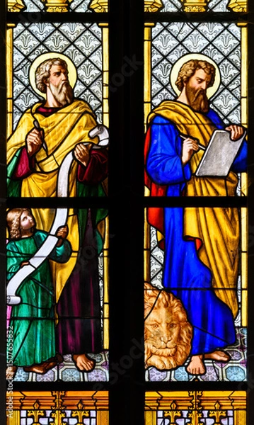 Obraz The Evangelists St Matthew (on the left) and St Mark (on the right). The Cathedral of St Elizabeth (Dóm svätej Alžbety) in Košice, Slovakia.