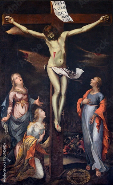 Obraz The Crucifixion of Jesus Christ. The Cathedral of St Elizabeth (Dóm svätej Alžbety) in Košice, Slovakia.