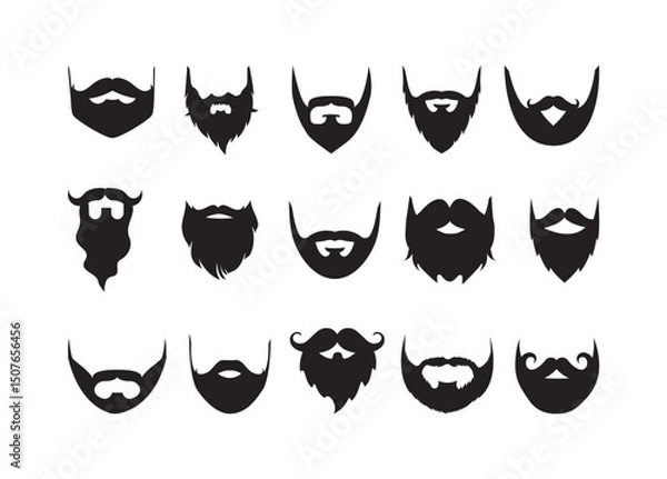 Fototapeta Beard vector bundle, Beard clipart, Beard silhouette.	