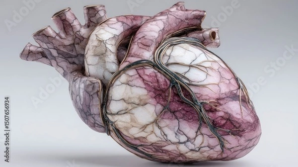Obraz Anatomical Heart Model with Intricate Vein Details and Realistic Texture for Medical Education