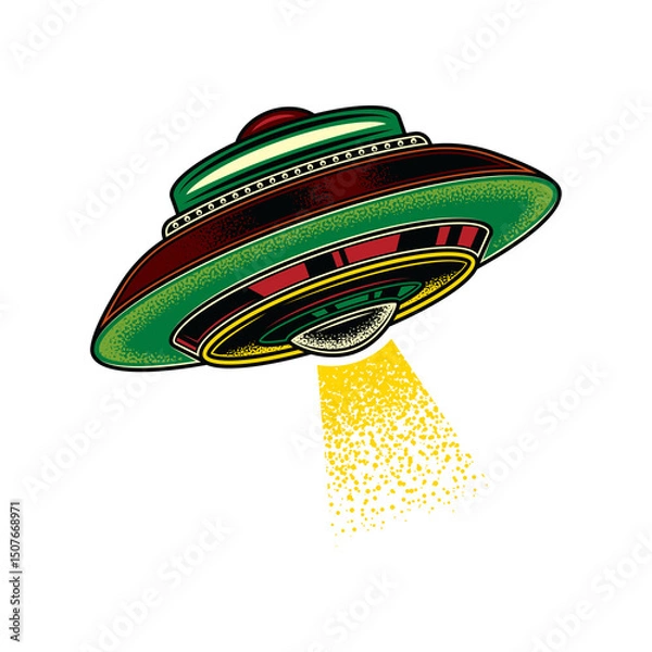Fototapeta Flying saucer. Unidentified flying object. Design element.