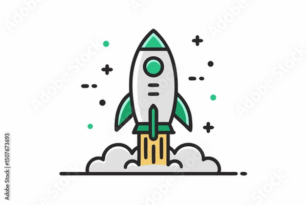 Fototapeta Startup rocket launch icon design illustration graphic
