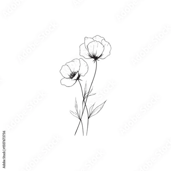 Obraz wildflower line art botanical drawings 