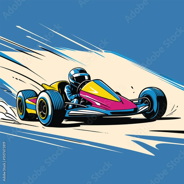 Fototapeta go kart vector art illustration for graphic design
