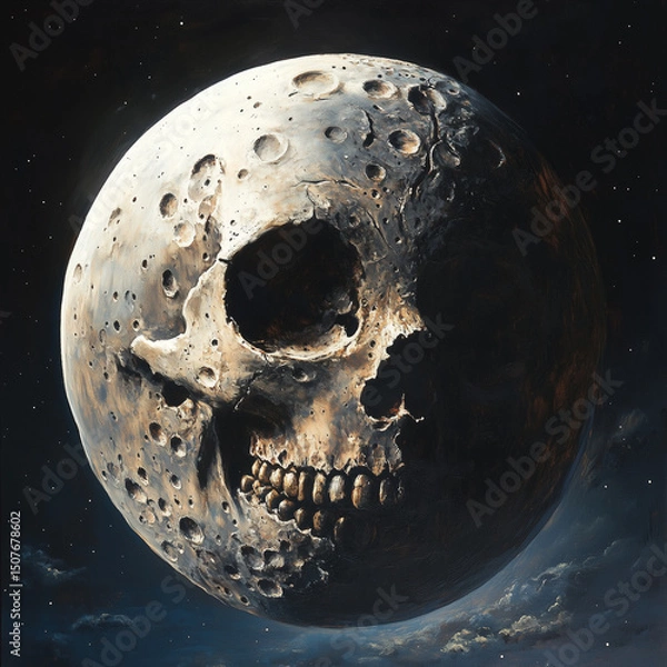 Obraz Moon with skull face on it