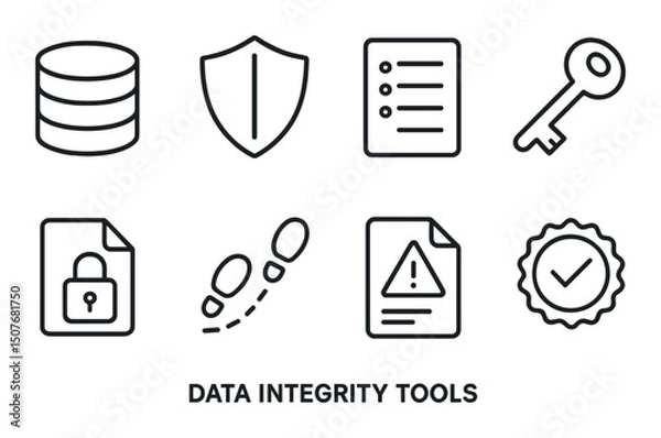 Obraz Data security outline icons set – privacy, safety and protection symbols