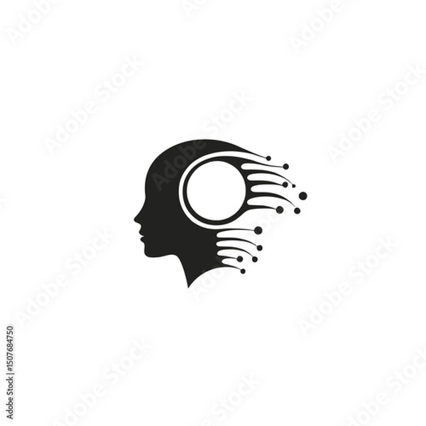 Obraz The icon represents a head, gear, and solution idea in a modern, flat design illustration