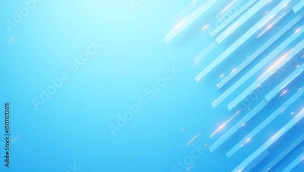 Obraz Modern Blue Background with Dynamic Light Streaks and Geometric Patterns