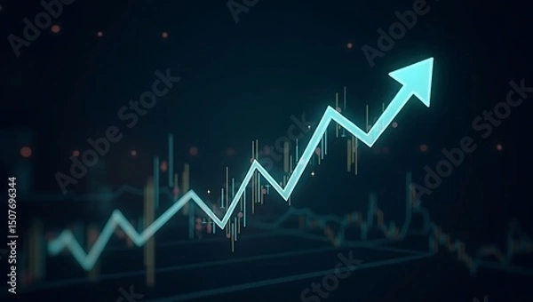 Fototapeta Abstract Financial Chart with Ascending Arrow Representing Market Growth