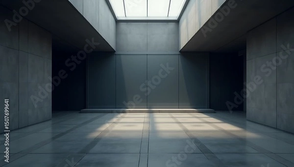 Fototapeta Modern Concrete Architecture with Skylight Illumination and Minimalist Design