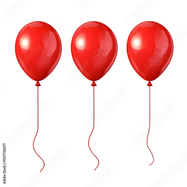 Fototapeta Set of red balloons, cut out