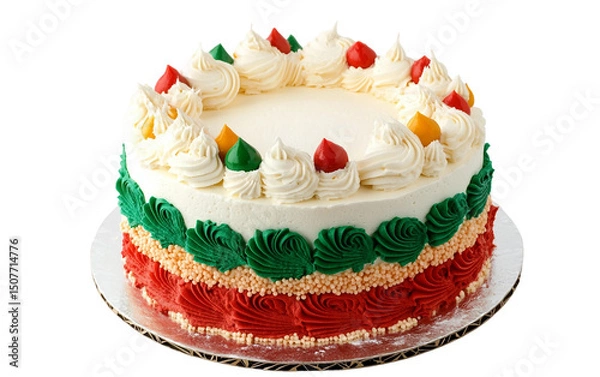 Fototapeta Colorful Cinco de Mayo cake with vibrant decorations and festive design Isolated on transparent background.