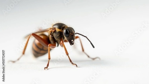Fototapeta Close-up of single insect on pure white backdrop, photography, science