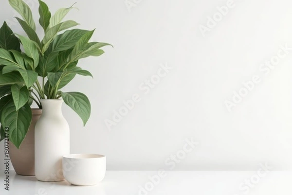 Fototapeta Bright white studio background, perfect for product display, background, blank