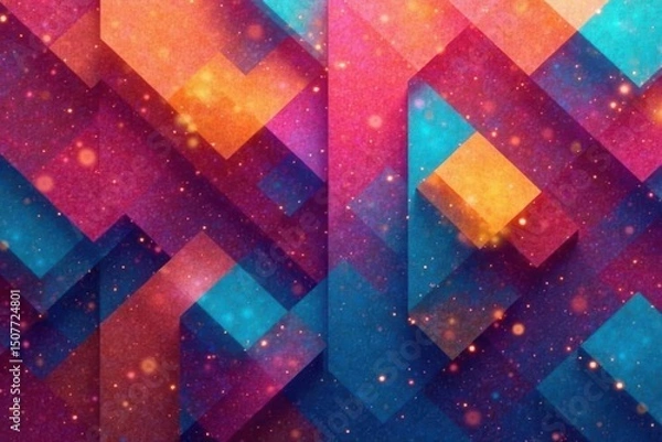 Fototapeta Abstract geometric shapes repeat in vibrant colors , colorful, modern