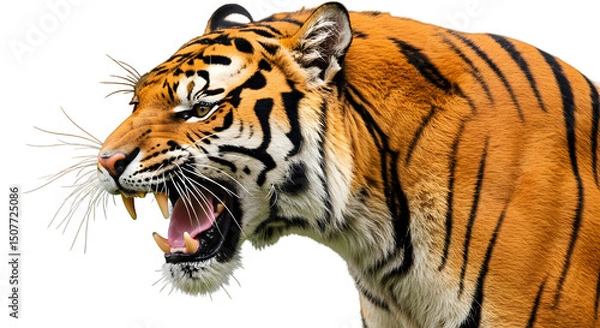 Fototapeta Close-up of a Bengal Tiger Head Showing Aggression and Power in the Wild