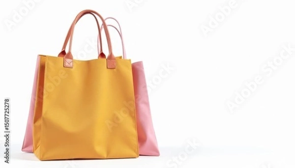 Fototapeta Stylish reusable cloth shopping bag, isolated on white, shopping, sustainable, canvas bag