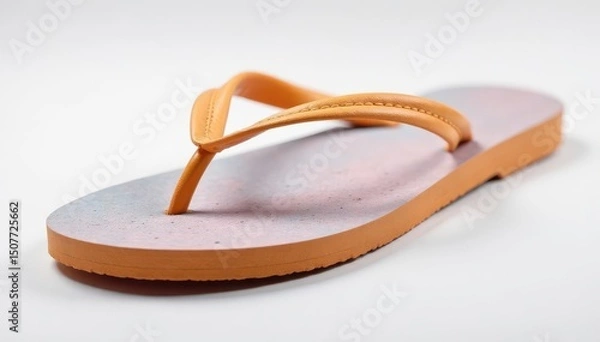 Fototapeta Close-up view of a flip-flop against white backdrop , design, product