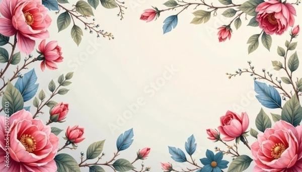 Fototapeta Delicate paisley and floral repeat, soft pastel shades , pattern, delicate