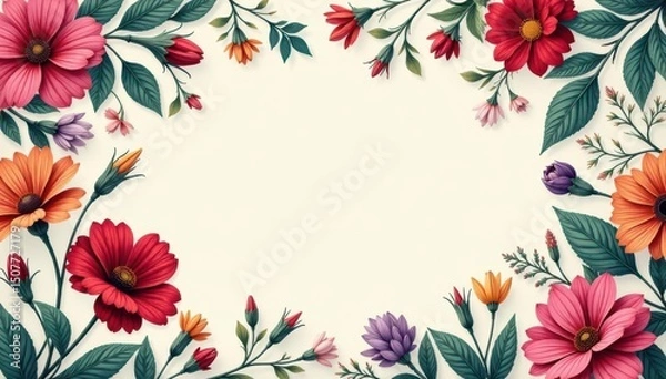 Fototapeta Intricate floral pattern for flyers, botanical design , pretty, design, illustration