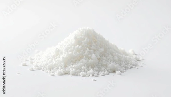 Fototapeta Crystalline sugar granules, pure white backdrop, white, macro