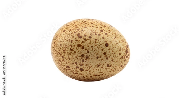 Fototapeta Close-Up Studio Shot of a Spotted Quail Egg on a Soft Beige Background Reveals Delicate Textures and Colors