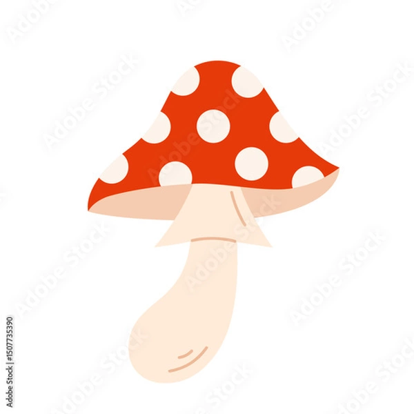 Obraz Fly agaric. Amanita Muscaria. Hand-drawn colored flat vector illustration isolated on white background.