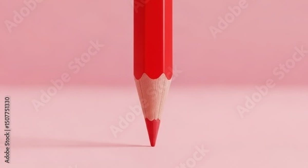 Obraz Red pencil on pink background symbolizing creativity and artistic expression